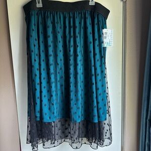 Teal and Black Polka Dot Skirt